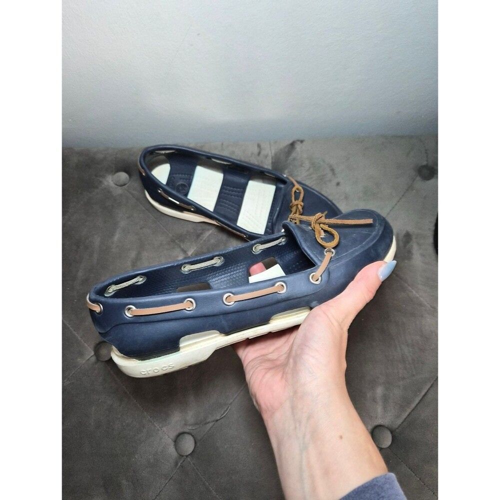 CROCS Navy Beach Boat Shoes Lightweight Sandals Slip On W 7